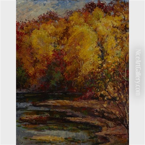 Maples In Autumn Oil Painting by Mary Ella Dignam