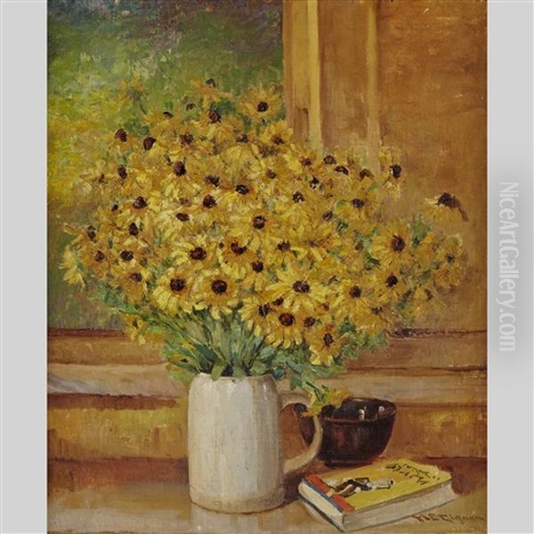 Still Life With Flowers Oil Painting by Mary Ella Dignam