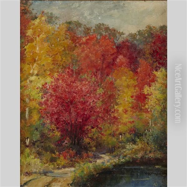 Autumn Landscape Oil Painting by Mary Ella Dignam