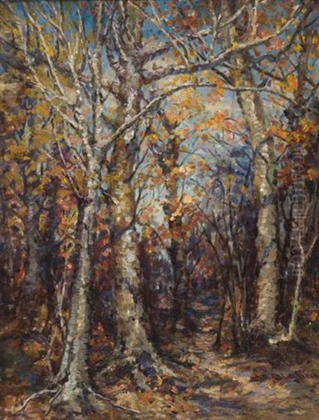 Forest Interior Oil Painting by Mary Ella Dignam