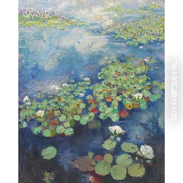 Waterlillies Oil Painting by Mary Ella Dignam