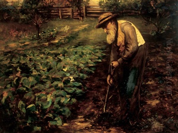 An Old Man's Garden Oil Painting by Mary Ella Dignam