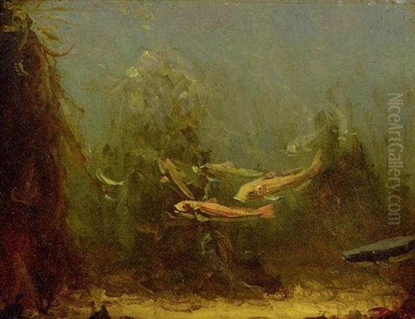 Fische Im Wasser (recto/verso) Oil Painting by Gerrit Willem Dijsselhof