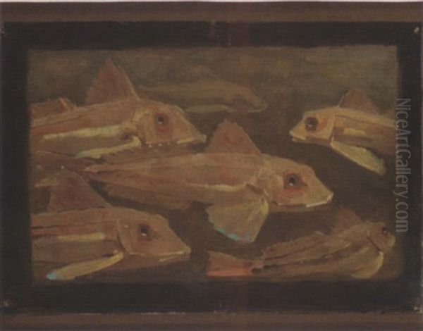 Carps Oil Painting by Gerrit Willem Dijsselhof