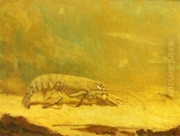 A Groping Lobster Oil Painting by Gerrit Willem Dijsselhof