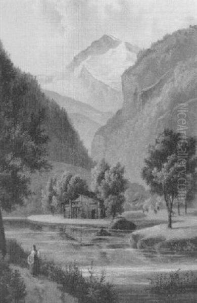 Ansicht Aus Dem Berner Oberland Oil Painting by Johann Rudolf Dill