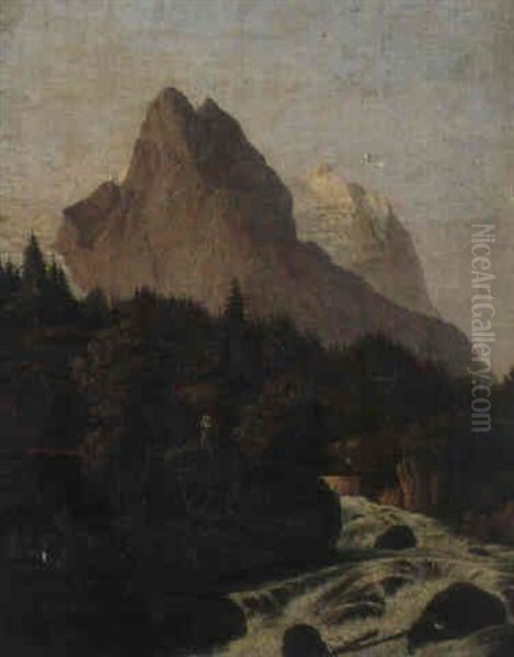 Das Wetterhorn Oil Painting by Johann Rudolf Dill