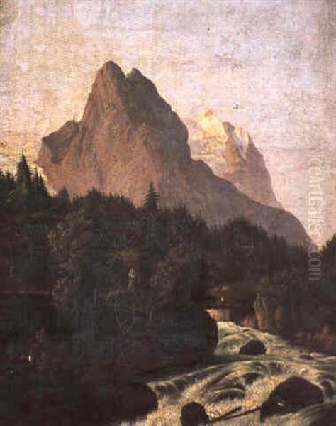 Das Wetterhorn Oil Painting by Johann Rudolf Dill