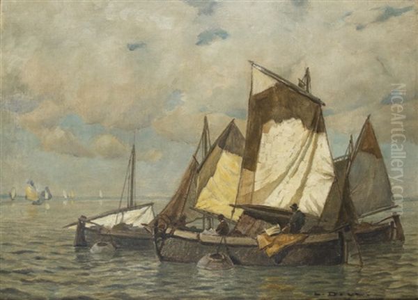 Fishing Boats Oil Painting by Ludwig Dill