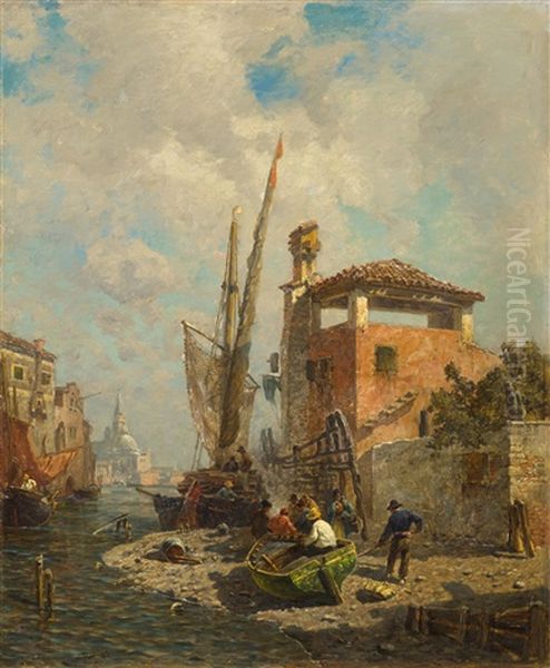 Fishing Boat In Venice Oil Painting by Ludwig Dill