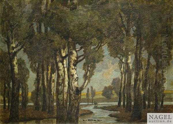 Bach Im Birkenwald Oil Painting by Ludwig Dill