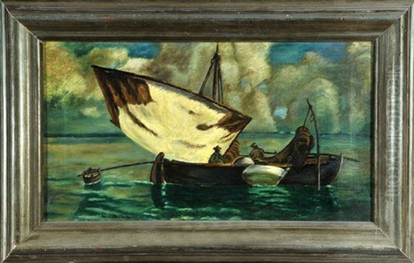 Fischerboot Auf See Oil Painting by Ludwig Dill