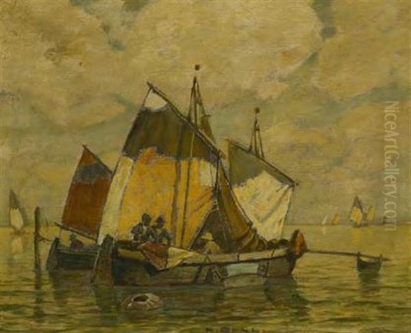 Fischerboote Vor Chioggia Oil Painting by Ludwig Dill