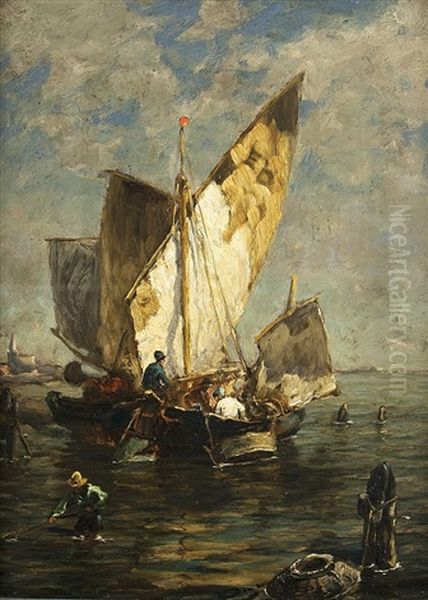 Fischer Vor Chioggia Oil Painting by Ludwig Dill