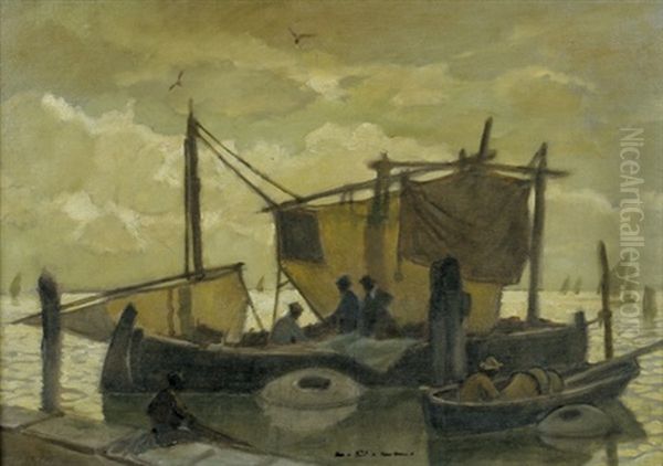 Am Strande Von Chioggia Oil Painting by Ludwig Dill