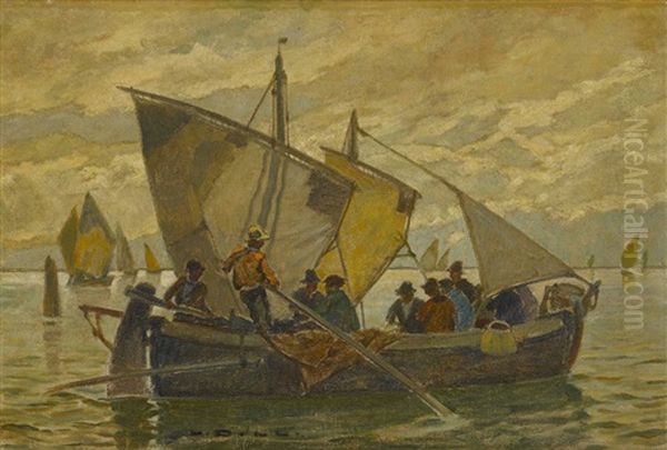 Segler In Der Venezianischen Lagune Oil Painting by Ludwig Dill