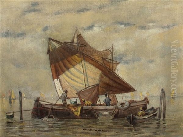 Fischerboote Vor Venedig Oil Painting by Ludwig Dill