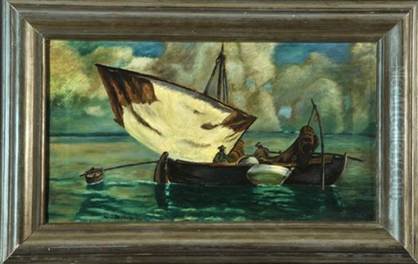 Fischerboot Auf See Oil Painting by Ludwig Dill