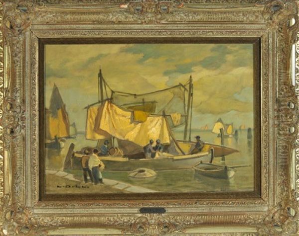 Fischerboot V. Choggia Oil Painting by Ludwig Dill