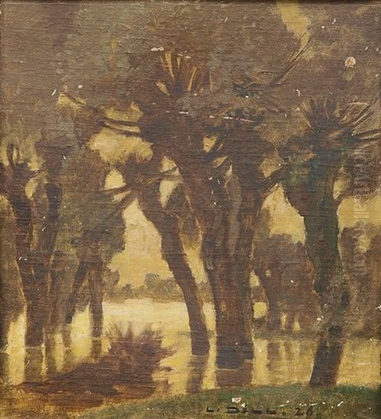 Flusslandschaft Mit Sich Im Wasser Spiegelnden Baumen Oil Painting by Ludwig Dill