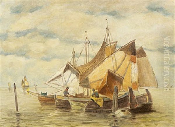 Segelboote Auf Dem Meer Oil Painting by Ludwig Dill