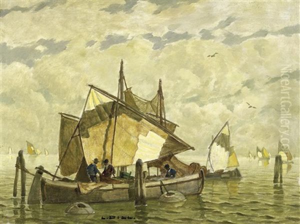 Fischerboote In Der Lagune Von Venedig Oil Painting by Ludwig Dill