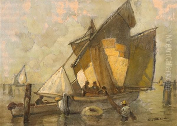 Boot Vor Malamocco Oil Painting by Ludwig Dill