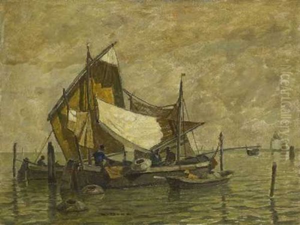 Venezianische Fischerboote Oil Painting by Ludwig Dill