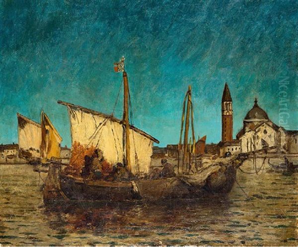 Fischerboote In Venedig Oil Painting by Ludwig Dill