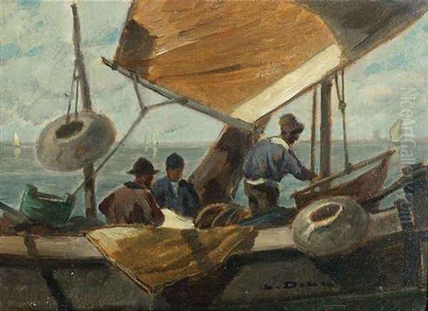 Lagunenfischer Oil Painting by Ludwig Dill