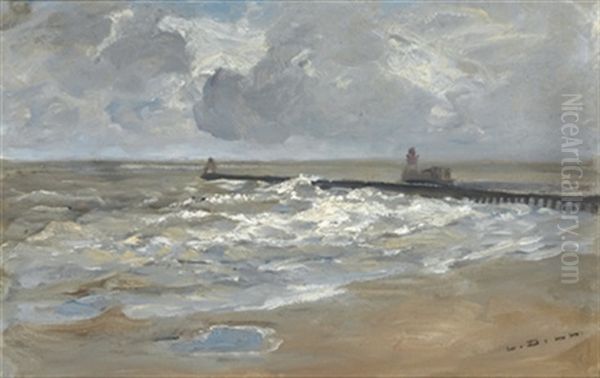 Flut Bei Ostende Oil Painting by Ludwig Dill