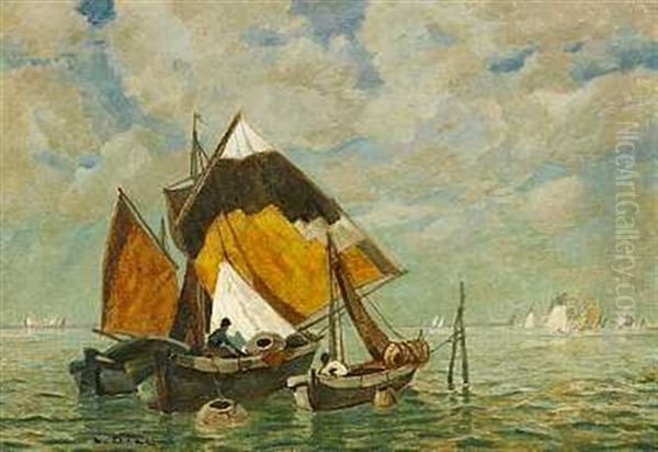 Venetianske Lagunefiskere Oil Painting by Ludwig Dill