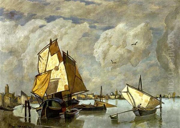 Fischerboote Vor Chioggia Oil Painting by Ludwig Dill