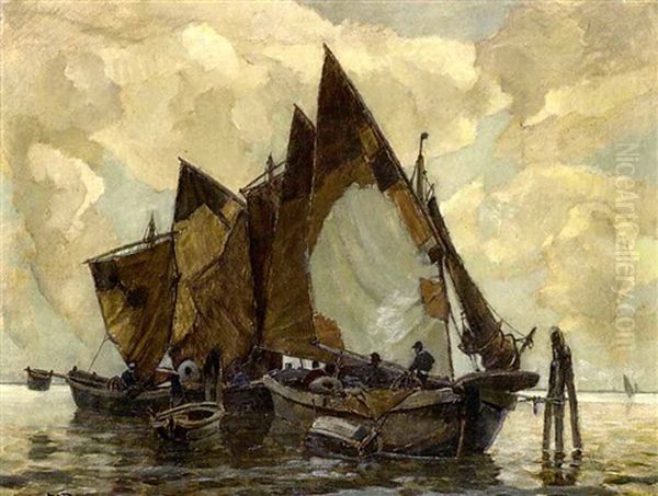 Venezianische Fischerboote Oil Painting by Ludwig Dill