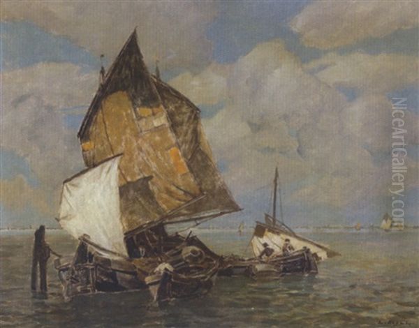 Venezianische Fischerboote Oil Painting by Ludwig Dill