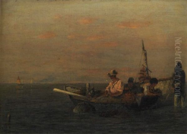 Fischerboot In Der Abendlichen Lagune Oil Painting by Ludwig Dill