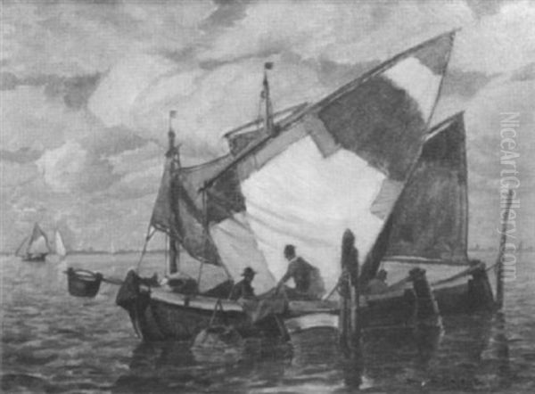 Fischerboot In Der Lagune Von Chiogga Oil Painting by Ludwig Dill