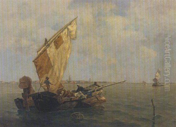 Fischerboote In Der Lagune Vor Venedig Oil Painting by Ludwig Dill