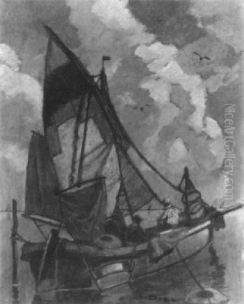 Fischer Im Boot Oil Painting by Ludwig Dill