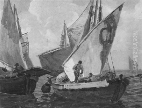 Fischerboote Vor Chioggia Oil Painting by Ludwig Dill