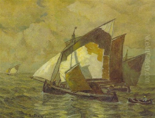 Fischerboote Vor Chioggia Oil Painting by Ludwig Dill