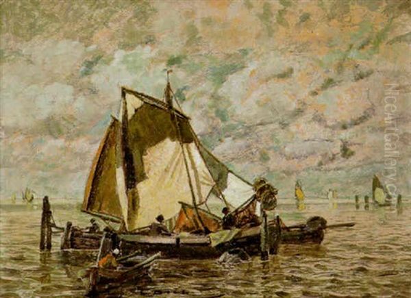 Fischerboote Vor Chioggia Oil Painting by Ludwig Dill