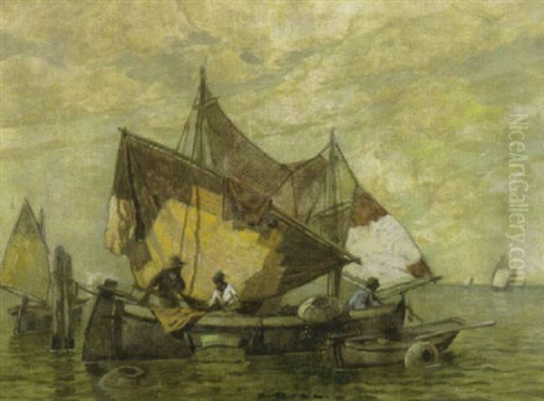 Fischerboote Mit Reusen In Der Lagune Oil Painting by Ludwig Dill