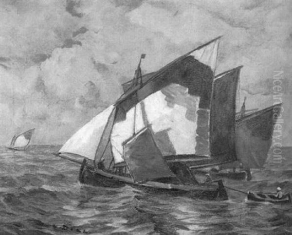 Segelboote In Der Adria (?) Oil Painting by Ludwig Dill