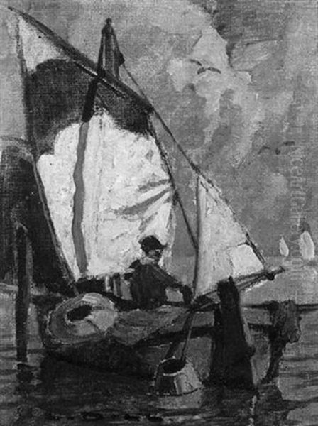 Fischer Mit Boot Oil Painting by Ludwig Dill