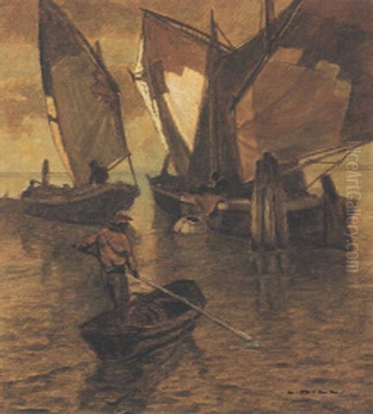 Spater Abend In Der Lagune Oil Painting by Ludwig Dill