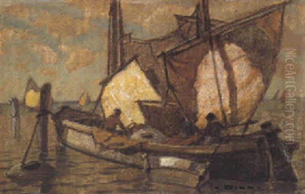 Fischerboot Von Malamocco Oil Painting by Ludwig Dill