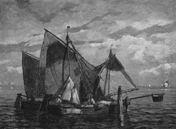 Fischerboote Auf See by Ludwig Dill