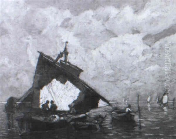 Fischerboote In Der Lagune Von Chioggia Oil Painting by Ludwig Dill