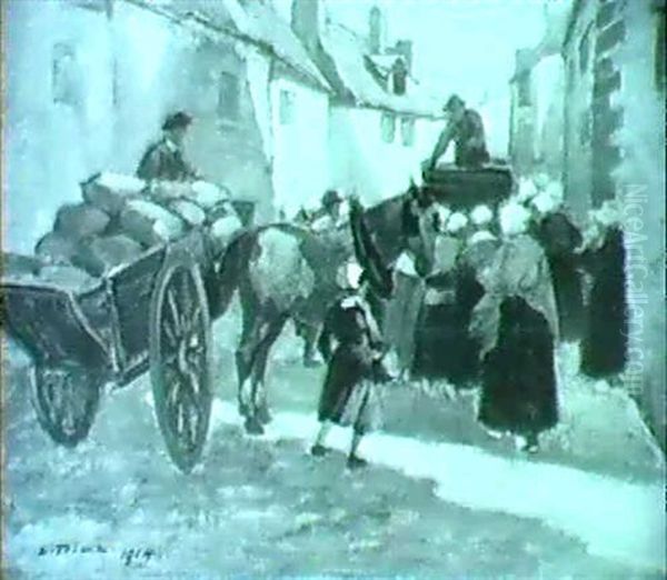 Kartoffelhandler In Einer Kleinstadtstrasse Oil Painting by Ludwig Dill